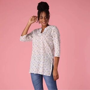 Cottagecore Prairie Farmhouse Floral Tunic Size Small EUC Cotton Dainty Feminine